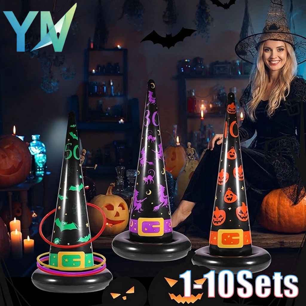 Ring Toss Outdoor - 1-10Sets Halloween Inflatable Toss Ring Set